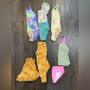 Girls Swim Lot 6X | 4 One Piece + Cat & Jack Tankini (6-7)